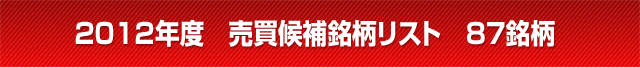 2012年度　売買候補銘柄リスト　８７銘柄 